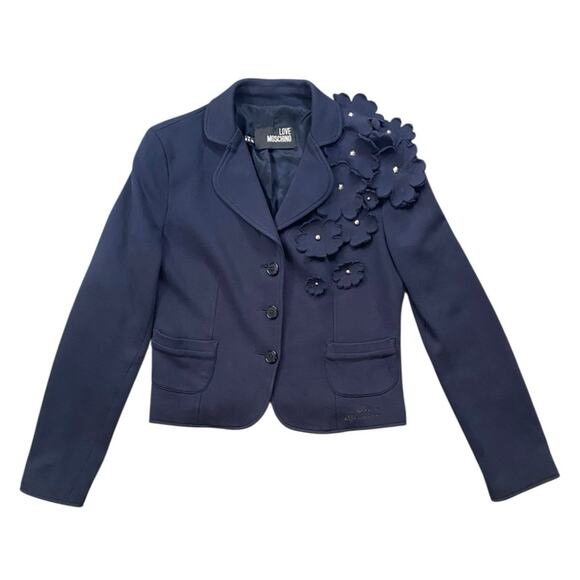 Love Moschino 3D Floral Button Jacket - 8 - Picture 1 of 6